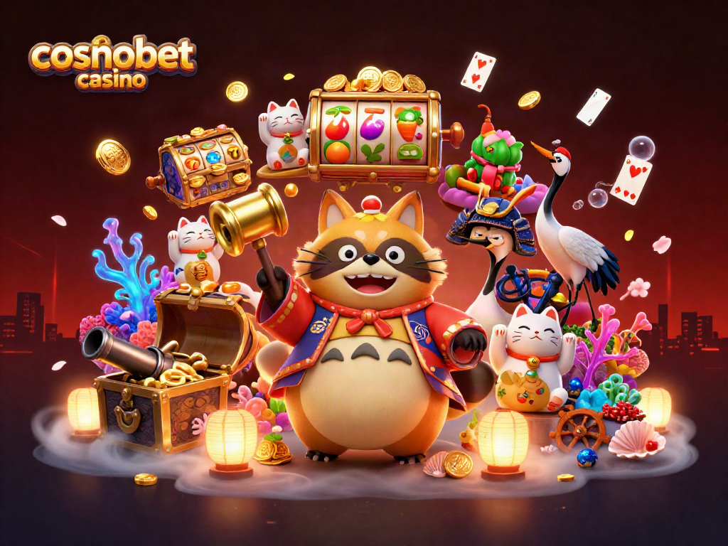 Play exciting games at cosmobet casino, featuring dynamic characters, slots, and vibrant visuals.