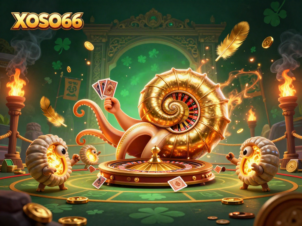 XOSO66 captures exciting gaming adventures in this vibrant lottery-themed grand illustration.
