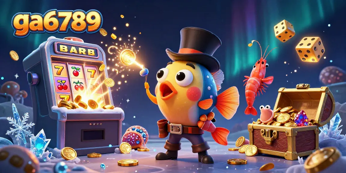 Experience the excitement of ga6789 with a vibrant 3D illustration featuring playful sea characters and dynamic casino elements.