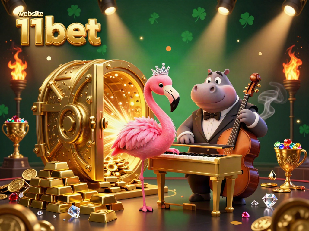 Engage in thrilling casino action at website 11bet with dynamic visuals featuring vibrant characters and golden treasures.