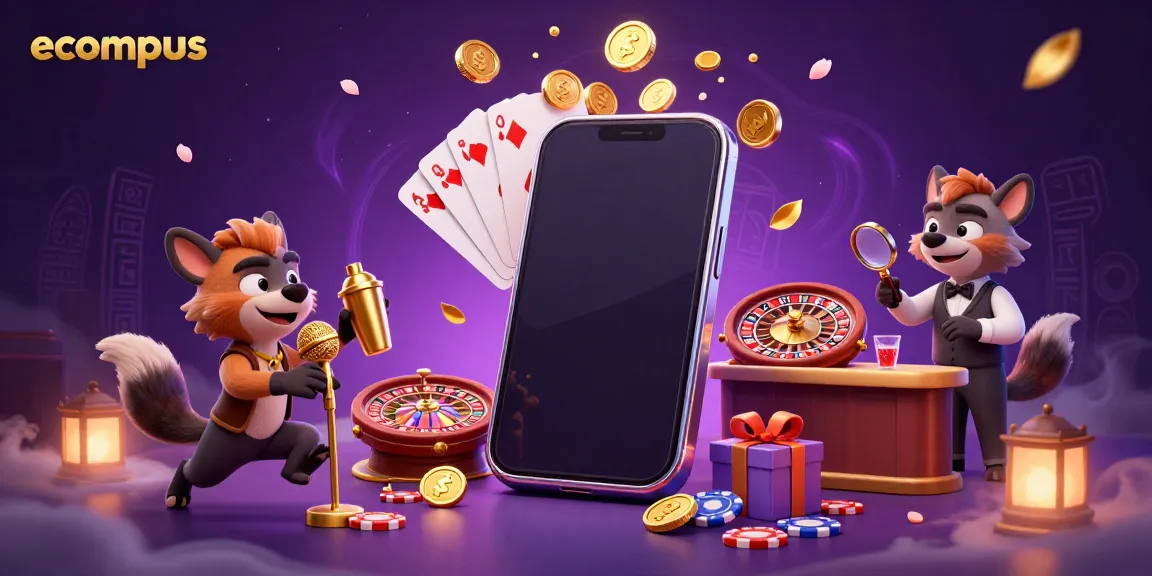 Join the fun at ecompus casino with comedic hyenas performing, mixing drinks, and checking IDs.