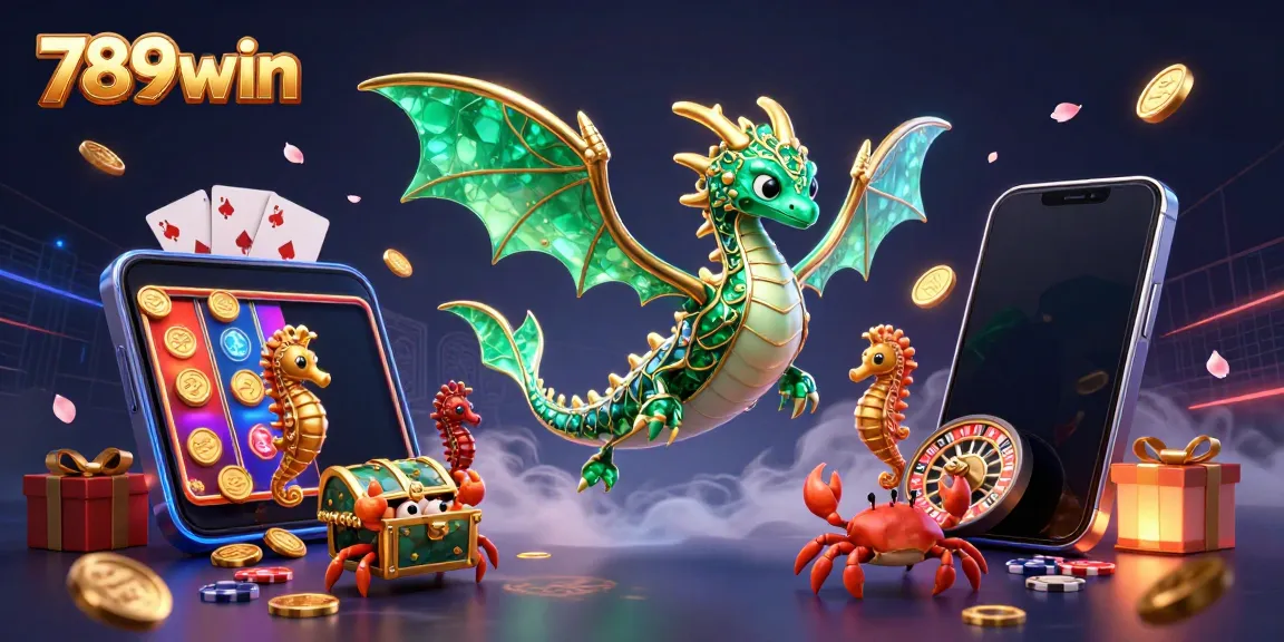 Experience the excitement of 789win through a vibrant 3D casino scene filled with energy and gamified elements.