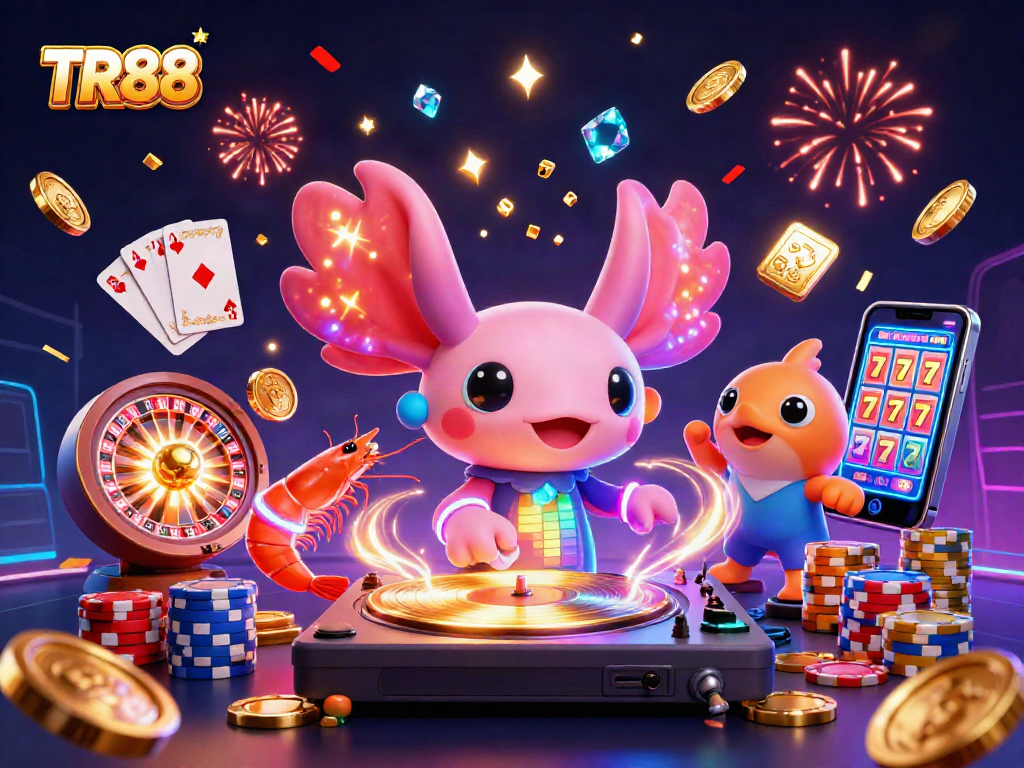Spin to win with TR88 as a neon-colored DJ creates an electrifying casino party atmosphere.