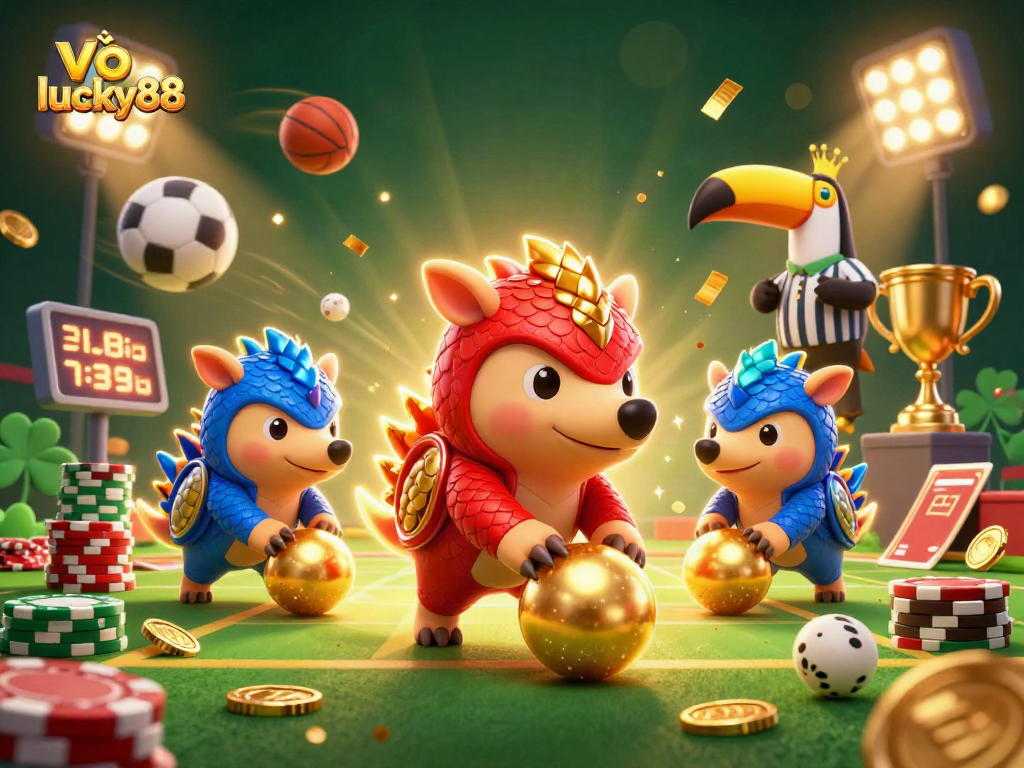 Engage in thrilling action at vào lucky88 with vibrant pangolins and exciting sports elements.