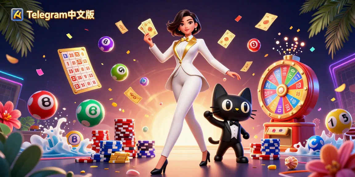 在一个金色赌场场景中，魅力四射的3D女性在洗牌，推广Telegram中文版。