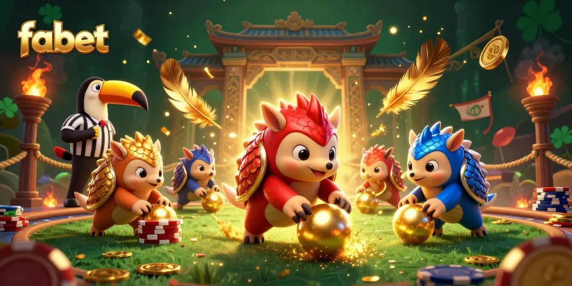 fabet pangolins compete in a vibrant casino scene with poker chips and confetti