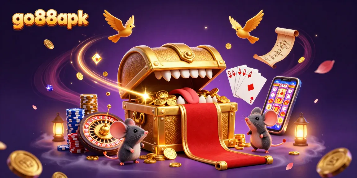 Unleash your fortunes with go88apk in this vibrant 3D casino illustration featuring exciting gaming elements.