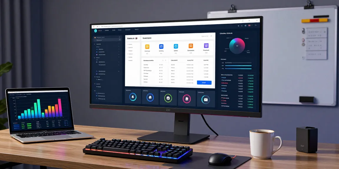IPTV reseller dashboard with advanced analytics and subscription management in a professional tech workspace setup.