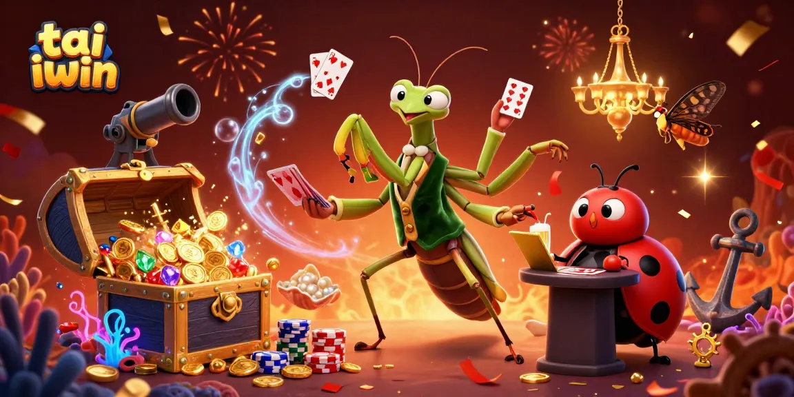 Experience the vibrant atmosphere of tai iwin with this action-packed casino illustration.