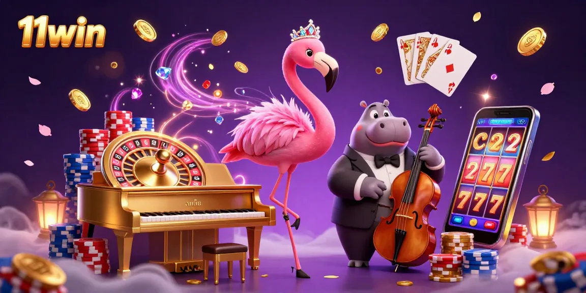 Catch exhilarating moments at 11win with a vibrant cartoon casino scene full of excitement!