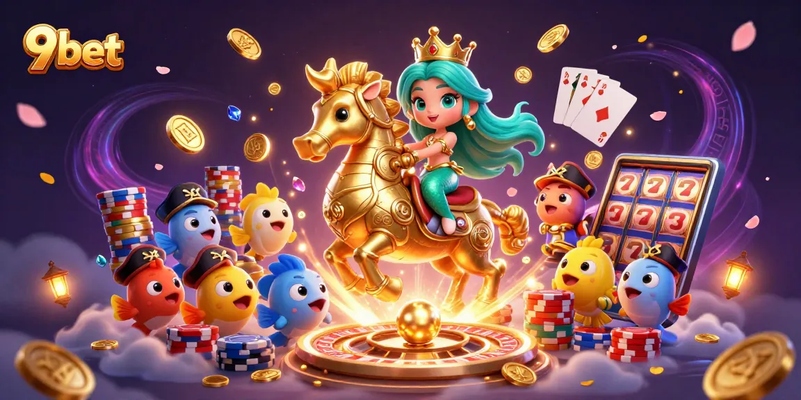 Experience the excitement of 9bet with a vibrant casino scene featuring a mermaid princess and dynamic gaming elements.